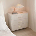Modern 3-Drawer Dresser with Gold Handles & Legs, Wooden Nightstand - Linen-Textured Narrow Accent Cabinet for Bedroom & Living Room