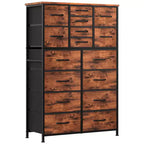 Torre contenitore in tessuto con piano in legno – Nero / Cassetti multipli / 1 persona