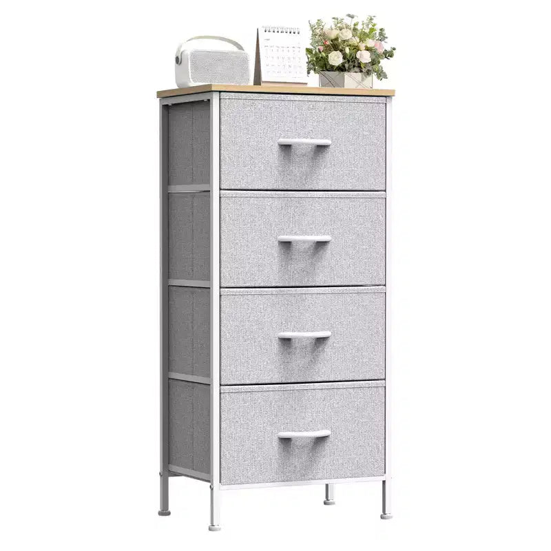 Torre contenitore in tessuto con piano in legno – Nero / Cassetti multipli / 1 persona