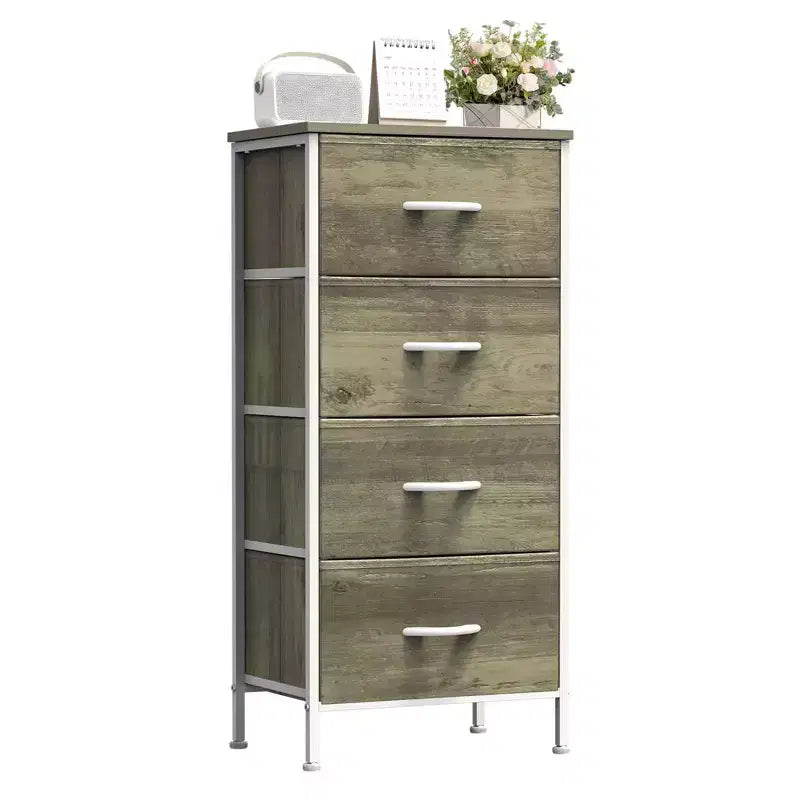 Torre contenitore in tessuto con piano in legno – Nero / Cassetti multipli / 1 persona
