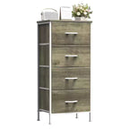 Torre contenitore in tessuto con piano in legno – Nero / Cassetti multipli / 1 persona