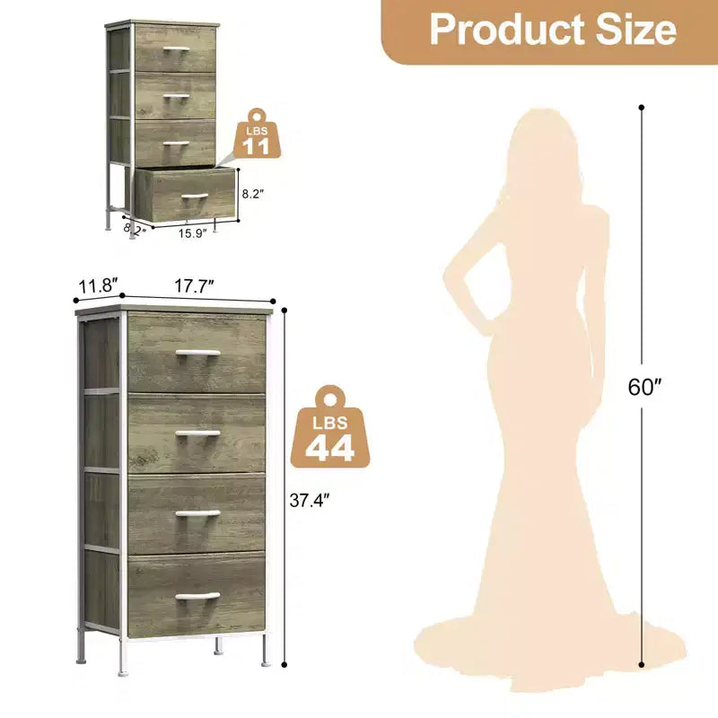 Torre contenitore in tessuto con piano in legno – Nero / Cassetti multipli / 1 persona