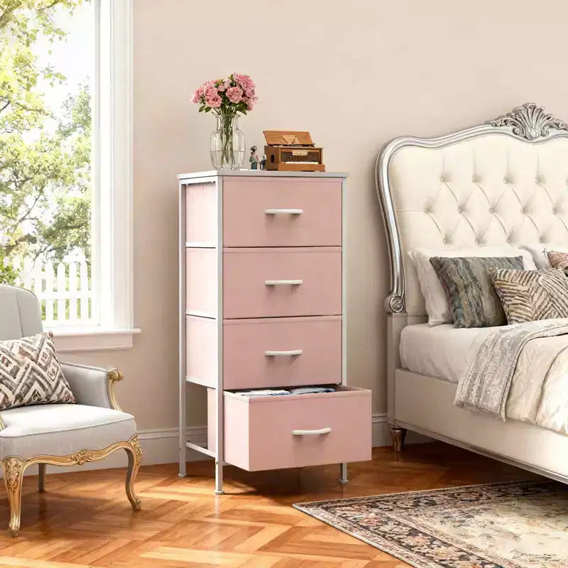 Torre contenitore in tessuto con piano in legno – Nero / Cassetti multipli / 1 persona