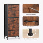 Torre contenitore in tessuto con piano in legno – Nero / Cassetti multipli / 1 persona