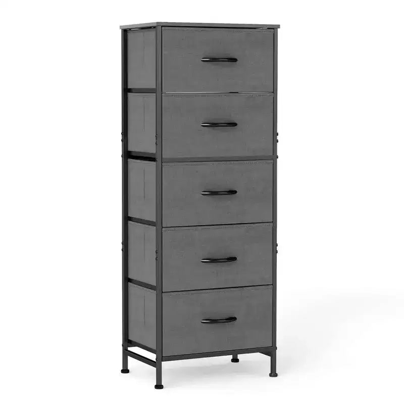 Torre contenitore in tessuto con piano in legno – Nero / Cassetti multipli / 1 persona