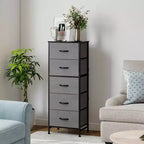 Torre contenitore in tessuto con piano in legno – Nero / Cassetti multipli / 1 persona