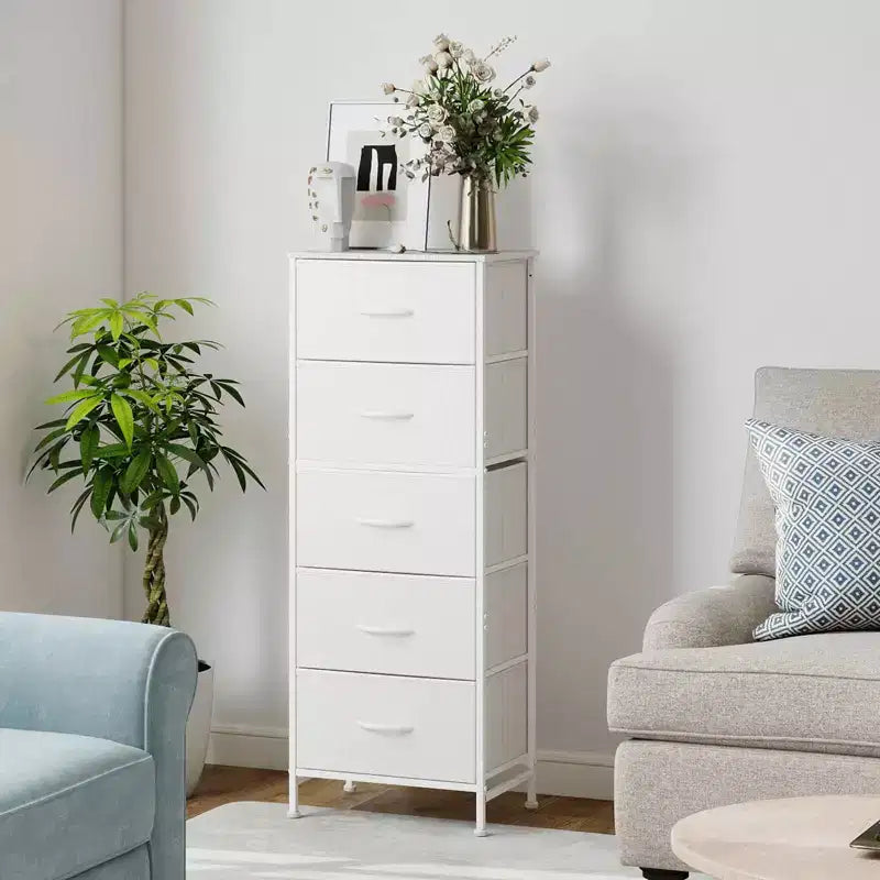 Torre contenitore in tessuto con piano in legno – Nero / Cassetti multipli / 1 persona