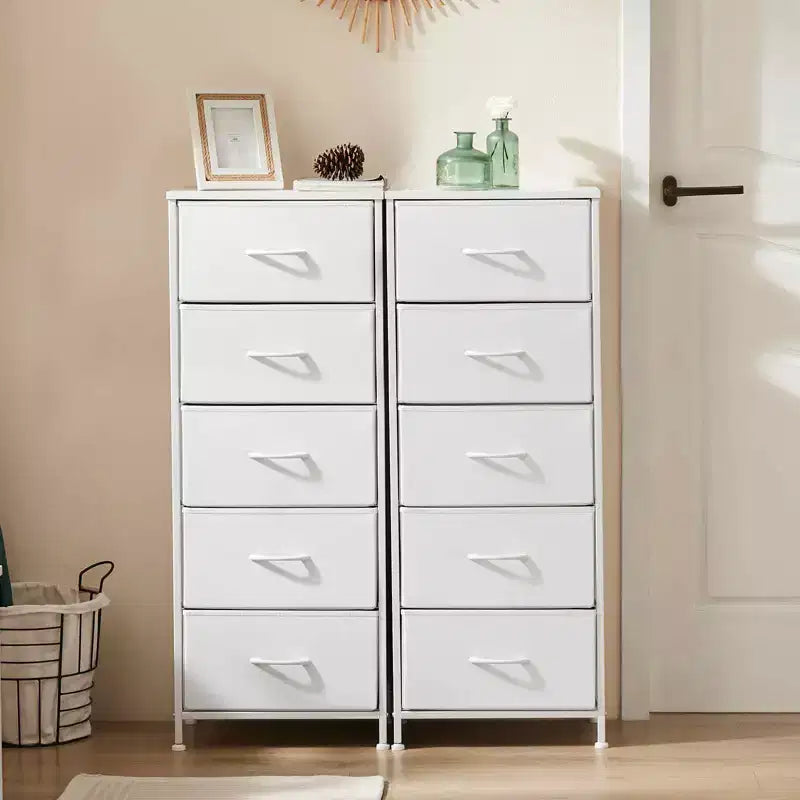 Torre contenitore in tessuto con piano in legno – Nero / Cassetti multipli / 1 persona