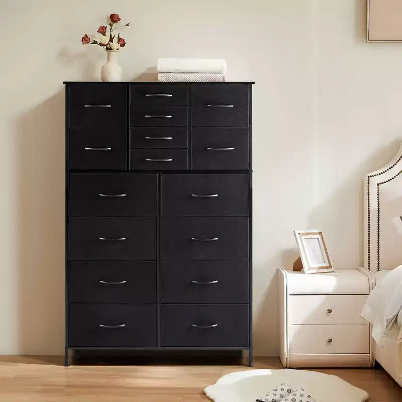 MAYEERTY Tall Dresser Fabric Storage Tower Wooden Top for Kid Room Closet Entryway Nursery