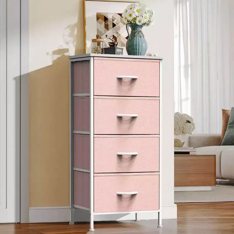 Torre contenitore in tessuto con piano in legno – Nero / Cassetti multipli / 1 persona