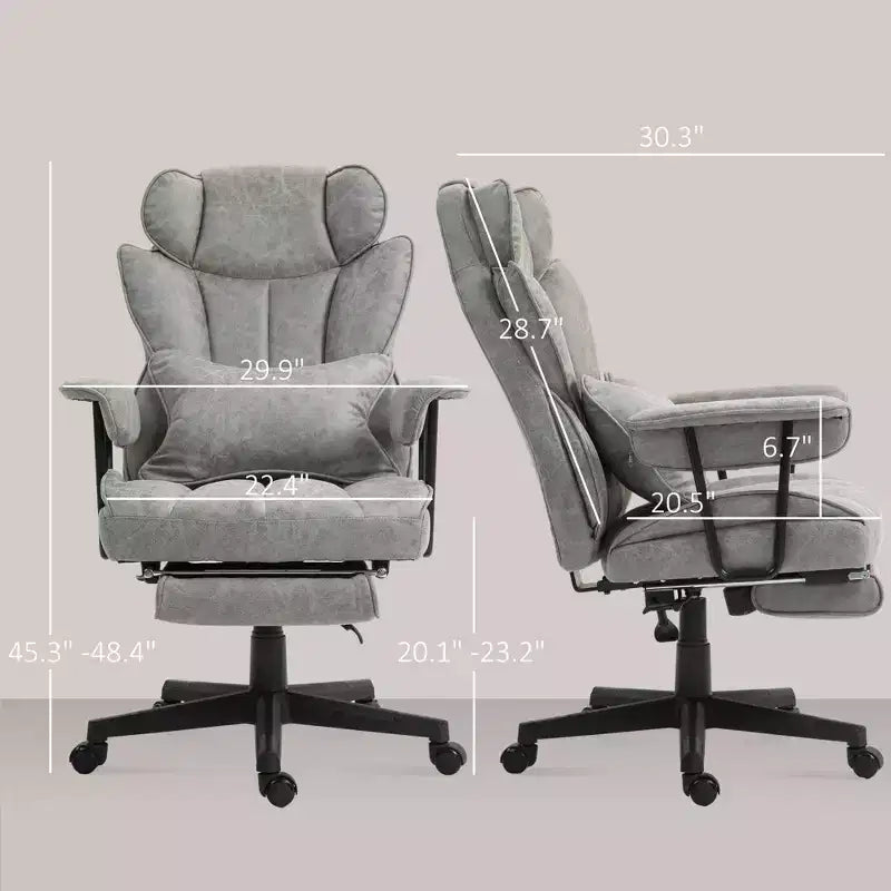 Sedia da ufficio reclinabile nera/grigia con poggiapiedi e supporto lombare, 1 persona, capacità 180 kg