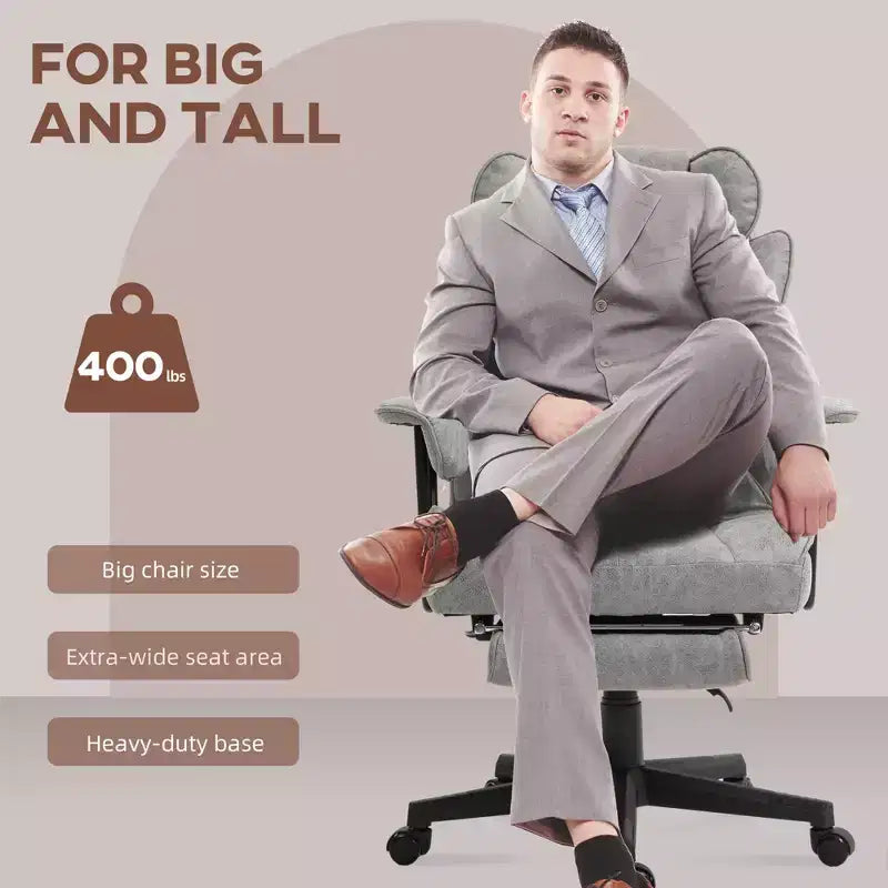 Sedia da ufficio reclinabile nera/grigia con poggiapiedi e supporto lombare, 1 persona, capacità 180 kg