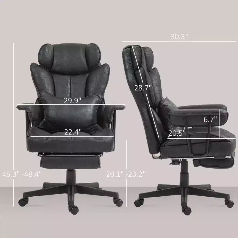 Sedia da ufficio reclinabile nera/grigia con poggiapiedi e supporto lombare, 1 persona, capacità 180 kg