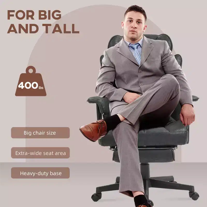Sedia da ufficio reclinabile nera/grigia con poggiapiedi e supporto lombare, 1 persona, capacità 180 kg