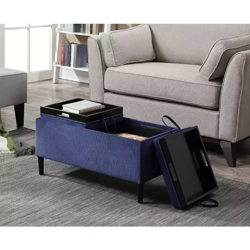 HomeStock Comfort Magnolia Storage Ottoman with Trays