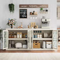 COZONY Modern Buffet Cabinet with Glass Doors, Farmhouse Style Storage Sideboard for Dining Room Living Room Entryway