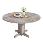 Tavolo da pranzo rotondo da 47", nero/grigio/noce, base a piedistallo, 4-6 posti a sedere