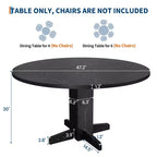 Tavolo da pranzo rotondo da 47", nero/grigio/noce, base a piedistallo, 4-6 posti a sedere