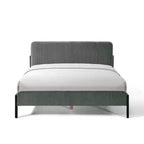 Struttura letto matrimoniale a piattaforma, testiera imbottita, beige/crema/grigio nebbia/verde, adatta per 1–2 persone