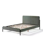 Struttura letto matrimoniale a piattaforma, testiera imbottita, beige/crema/grigio nebbia/verde, adatta per 1–2 persone