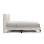 Struttura letto matrimoniale a piattaforma, testiera imbottita, beige/crema/grigio nebbia/verde, adatta per 1–2 persone