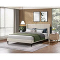 Okak Queen Size Primary Bedroom Bed Frame with Corduroy/Linen Upholstered Headboard,Modern Platform Bed No Box Spring Needed