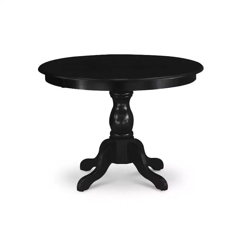 Set da pranzo rotondo nero a 5 pezzi, spazzolato, 4 posti