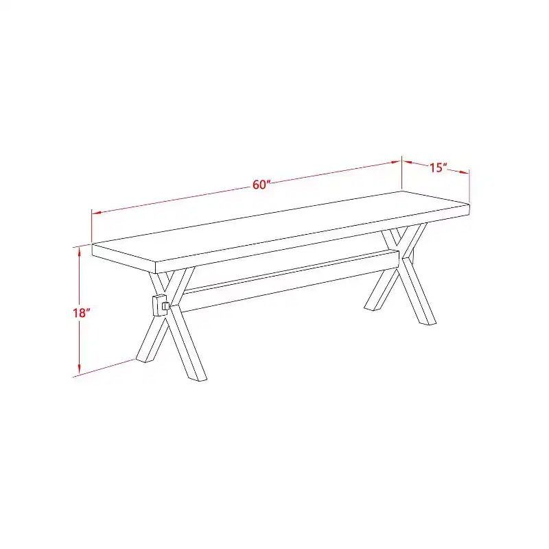 Set da pranzo rettangolare in rovere naturale, 3 pezzi con 2 panche, 4 posti
