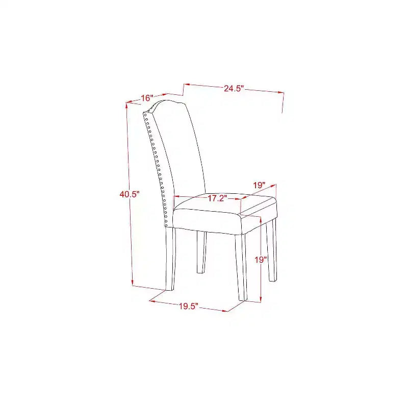 Set da pranzo in legno mogano marrone da 5 pezzi, 4 posti a sedere