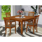 Set da pranzo in legno rotondo marrone Saddle, 4 posti, 5 pezzi