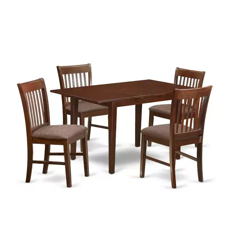 HomeStock 5-Pc Mahogany Finish Solid Wood Top - Dining Room Set - Seats 4