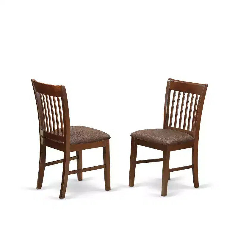 Set da pranzo rotondo in mogano, legno ed ecopelle, 4 posti (5 pezzi)