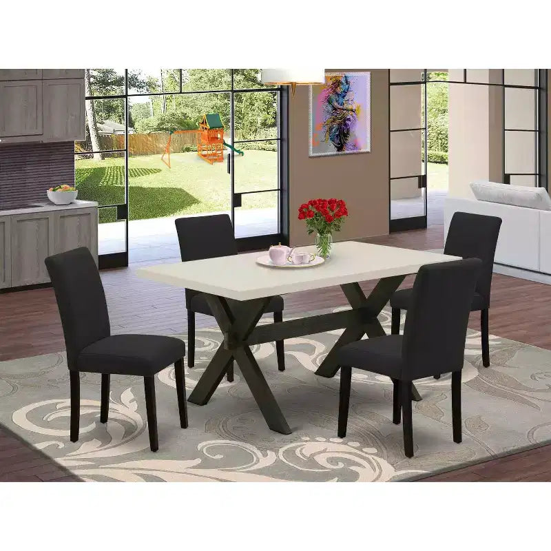 Set da Pranzo Rettangolare di 5 Pezzi in Rovere Naturale, 4 Posti a Sedere