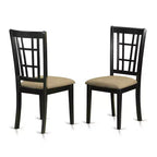 Set da pranzo in 3 pezzi in similpelle nera e legno, 2 posti