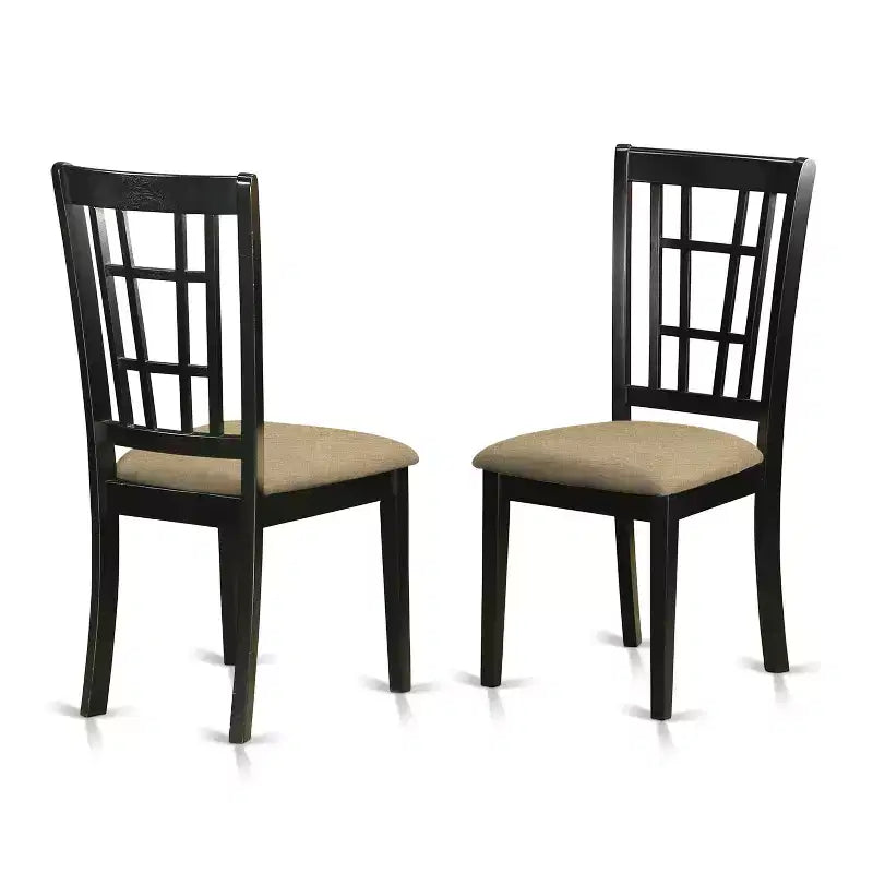 Set da pranzo in 3 pezzi in similpelle nera e legno, 2 posti